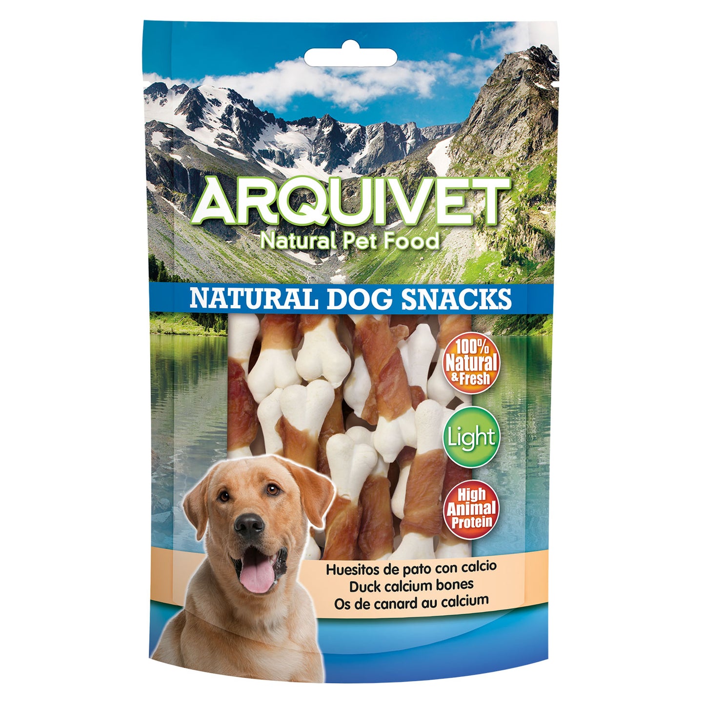 Huesitos de pato con calcio 100 g - Snacks naturales, chuches, golosinas, premios y recompensas para perros