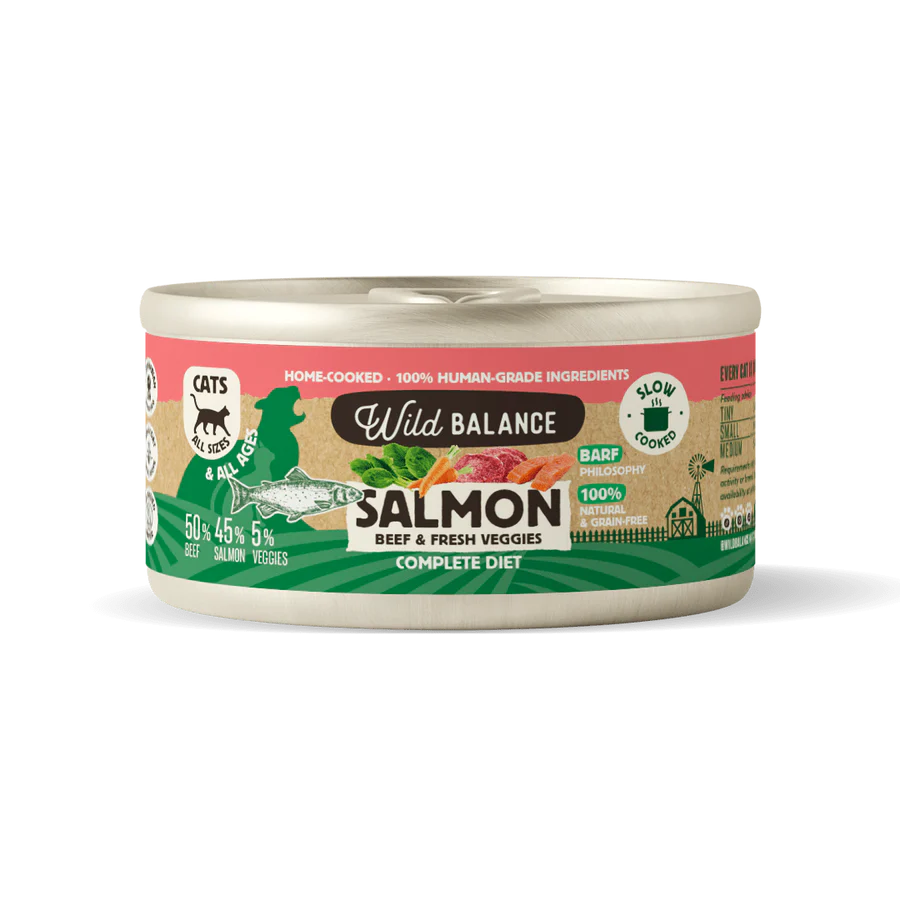 Lata de Salmón y Ternera para gatos 120g - Filosofía BARF
