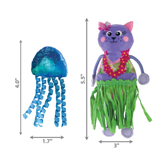 KONG TROPICS 2 PIEZAS GATO Y MEDUSA DE PELUCHE PARA GATO