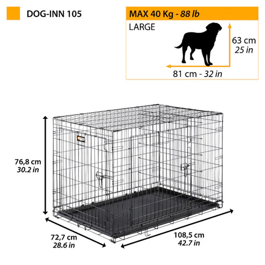 DOG-INN Jaula plegable para perros 108,5 x 72,7 x h 76,8 cm