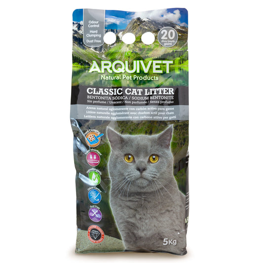 Classic Cat Litter 5 Kg - Arena 100% natural aglomerante con carbón activo - para gatos - Producto premium