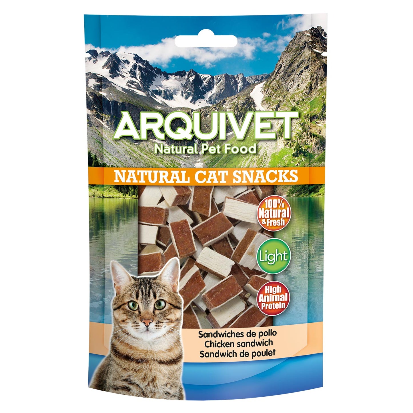 Sandwiches de pollo 50 gr - Snacks 100% naturales para gatos - Alimento complementario para felinos