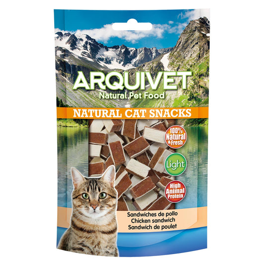 Sandwiches de pollo 50 gr - Snacks 100% naturales para gatos - Alimento complementario para felinos