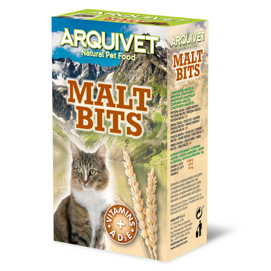 Cat Malt Bits 40 gr - Snacks crujientes rellenos de malta para gatos - Ayuda a prevenir las bolas de pelo
