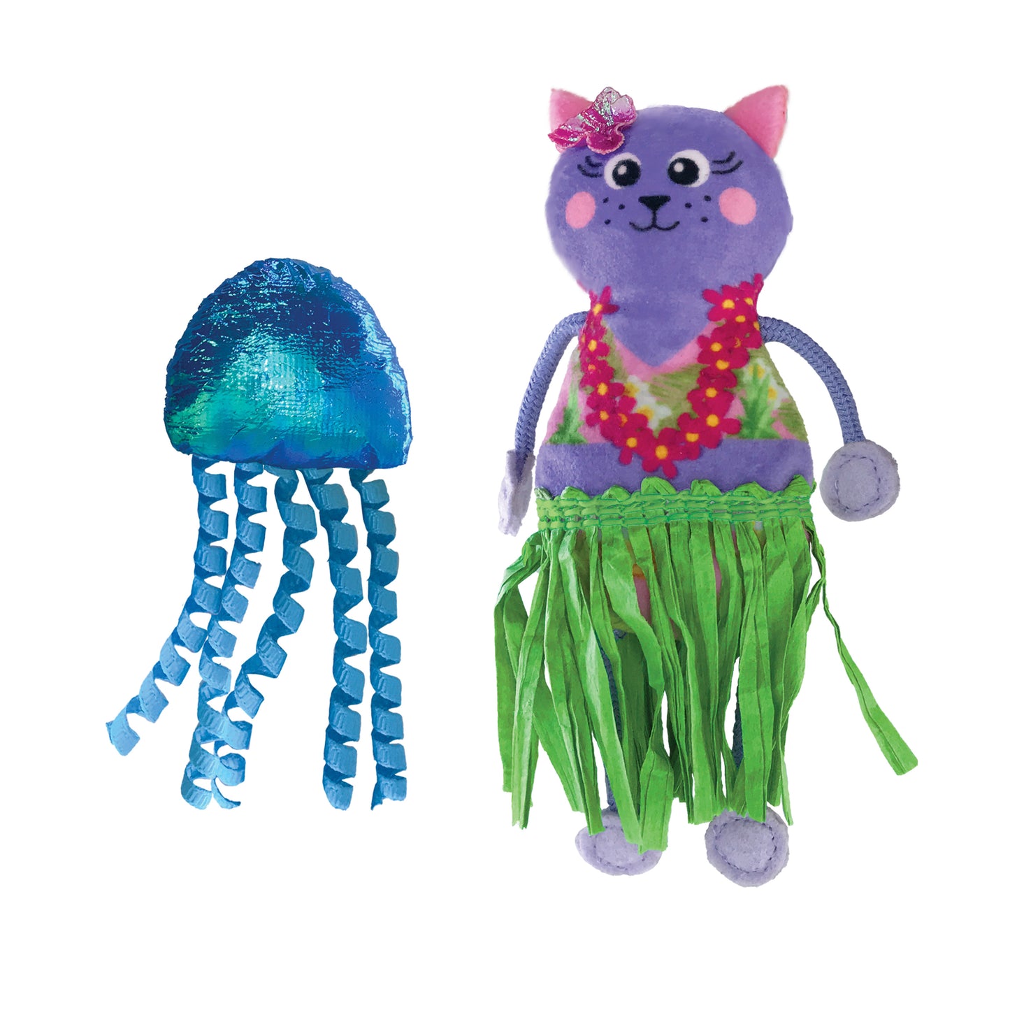KONG TROPICS 2 PIEZAS GATO Y MEDUSA DE PELUCHE PARA GATO